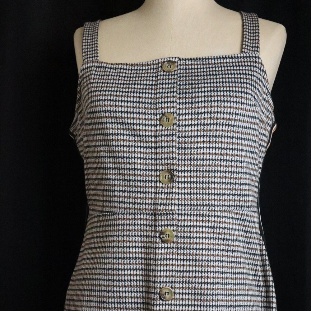 Originality Black Brown Houndstooth Jumper Dress Womens M Academia Skater Grunge